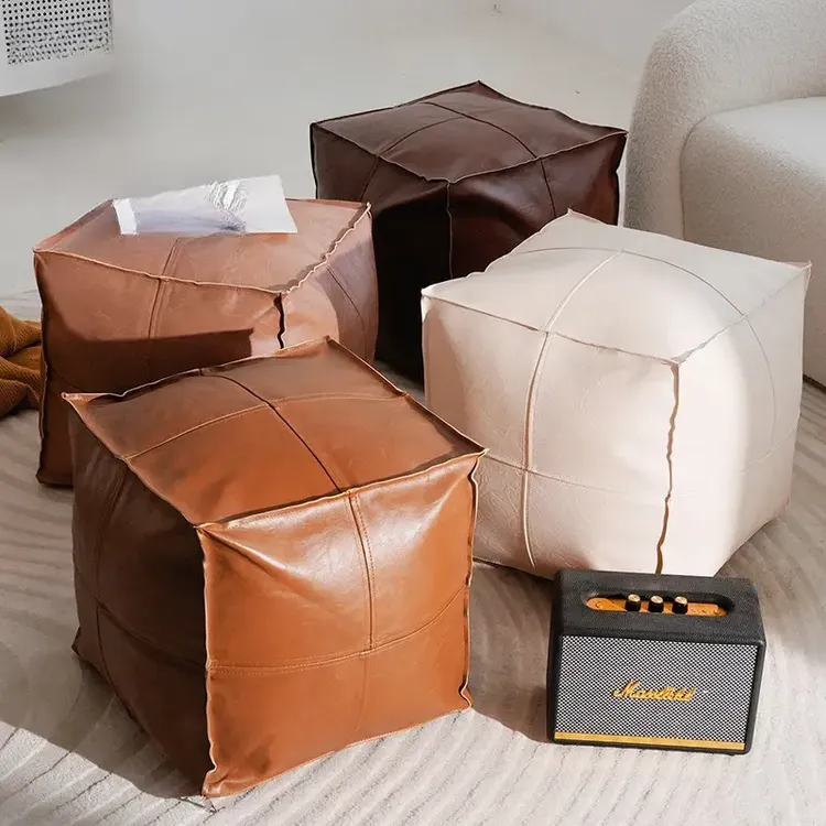 旧衣服收纳凳轻奢懒人地板皮墩储物收纳袋矮凳搁脚凳蒲团收纳坐垫