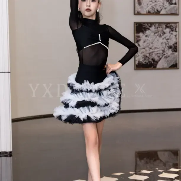女童春夏拉丁舞练功服表演套装高级感网红款式秋冬