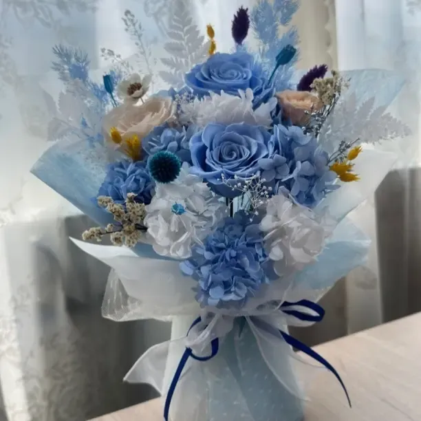 （拉萨发货）蓝色系列ins风小清新永生花高级感正品花束