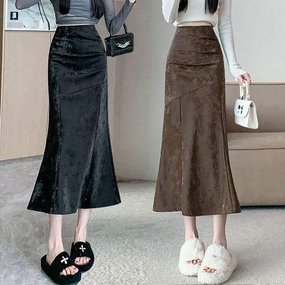 半身裙女2025秋季新款韩版时尚包臀气质中长裙高腰显瘦百搭鱼尾裙