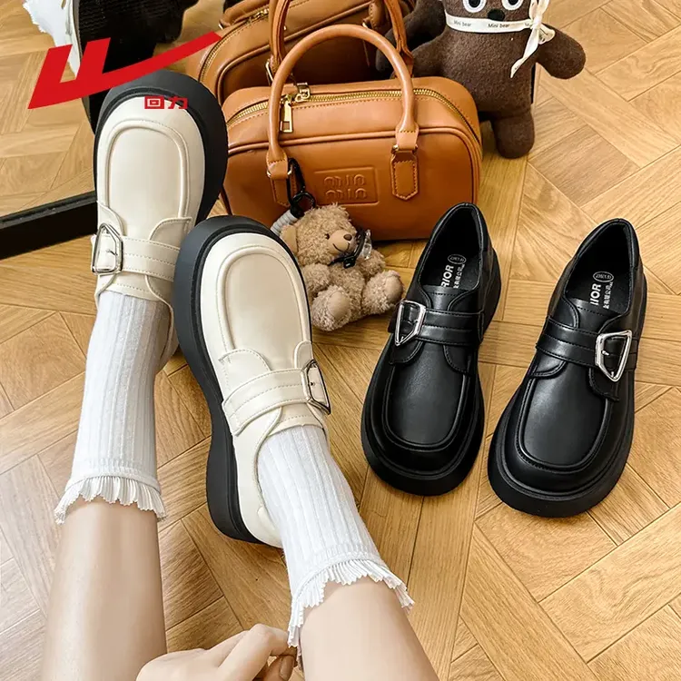回力女鞋松糕厚底小皮鞋2025新款秋季时尚英伦风复古配裙子乐福鞋