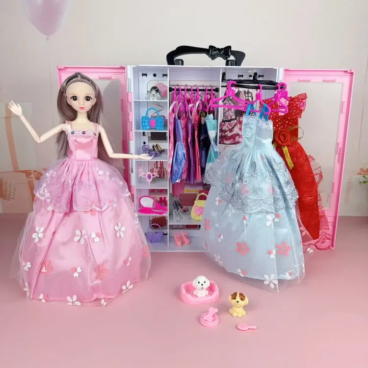 芭比娃娃梦幻衣橱大衣柜衣服鞋子配饰穿搭换装公主套装过家家玩具