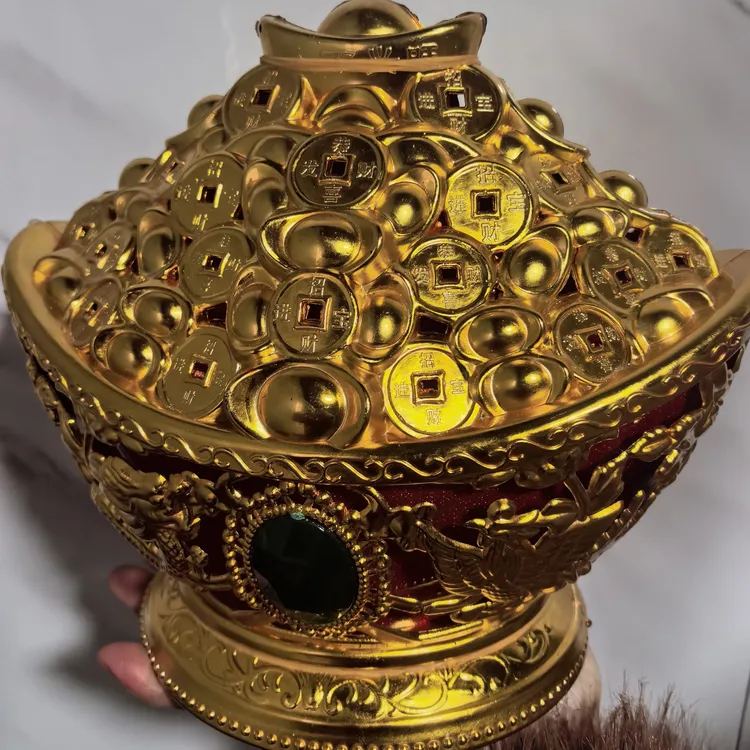 复古黄铜托巴碗供奉家用精美摆件