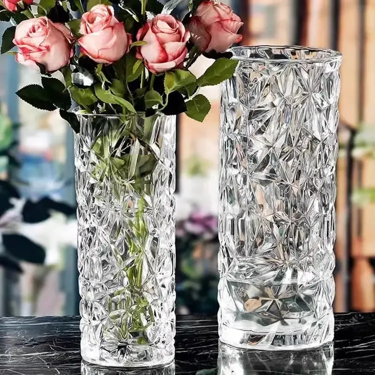 加厚花瓶玻璃透明水养富贵竹玫瑰百合干花插花摆件大号客厅北欧瓶