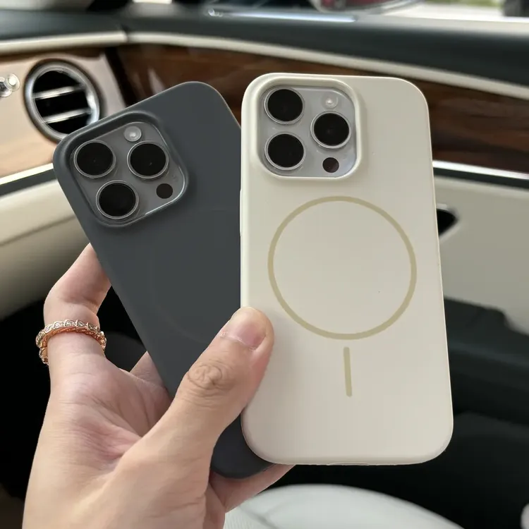 适用适用纯色液态硅胶磁吸壳iPhone15promax手机壳14/12全包11/男