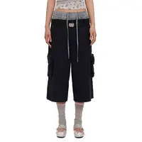 Moromoro假两件亚麻肌理自然做旧可拆卸抽绳腰头休闲中裤