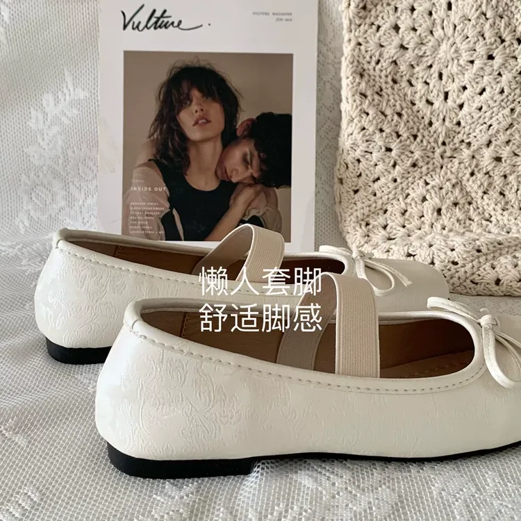 温柔精致~新中式国风浮雕芭蕾鞋chic复古仙女单鞋晚晚风玛丽珍鞋