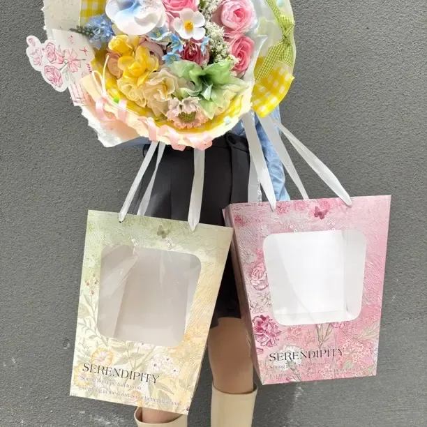 母亲节鲜花手提袋鲜花包装袋创意手工永生花束情人节礼物送女友