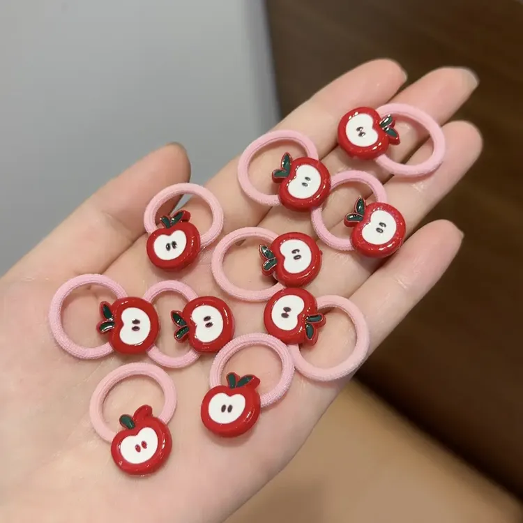 新款可爱红色系苹果草莓薯条儿童发圈发饰宝宝拇指圈扎小皮筋C726