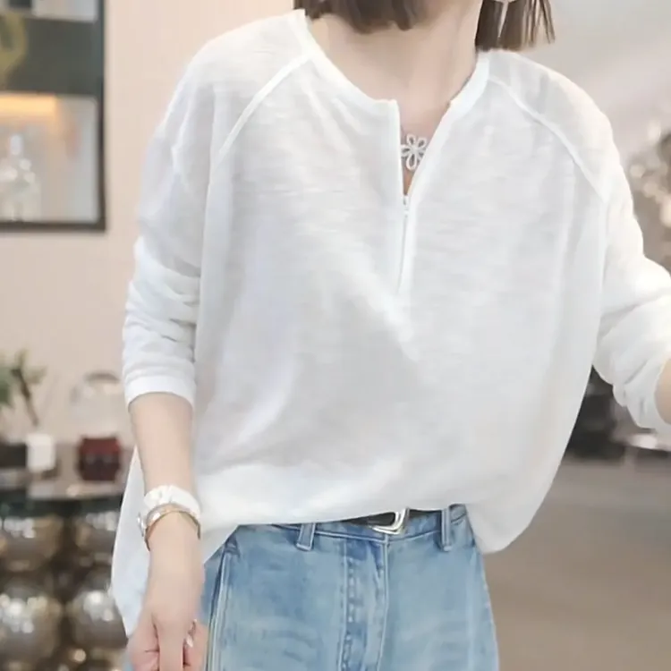 超薄防晒纯色圆领针织衫女2025夏季新款百搭时尚气质微透长袖上衣