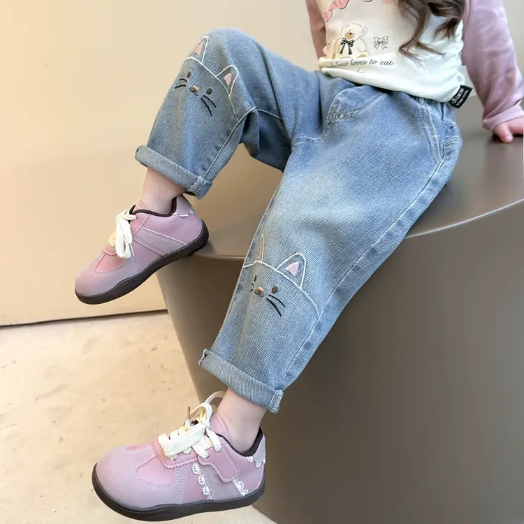 女童牛仔裤春秋款儿童裤子2025新款女孩休闲裤洋气宝宝春季老爹裤