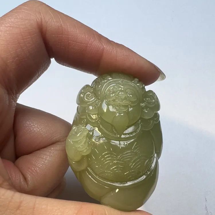 【宁歌珠宝】天然和田玉新疆若羌黄口立体手雕财爷爷温润细腻