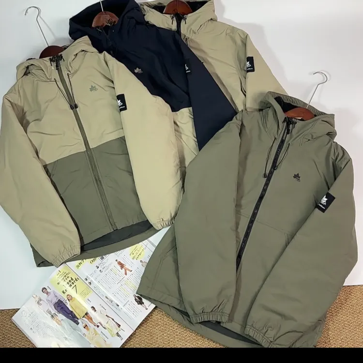 新款秋冬树叶图案连帽加绒外套男女款