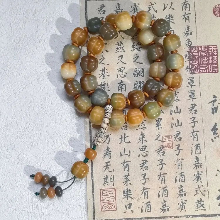 菩提柿柿如意敦煌大尺寸手持菩提根14-15mm手工雕刻菩提子手串