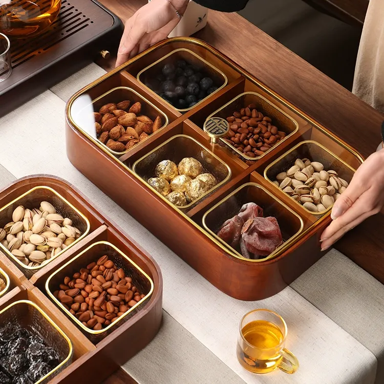 2025年新款轻奢高档干果收纳盒客厅家用实木坚果糖果茶几精致果盘
