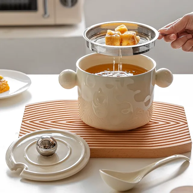 猪油罐家用陶瓷耐高温带盖辣椒油专用罐厨房荤油罐子储存罐调料罐