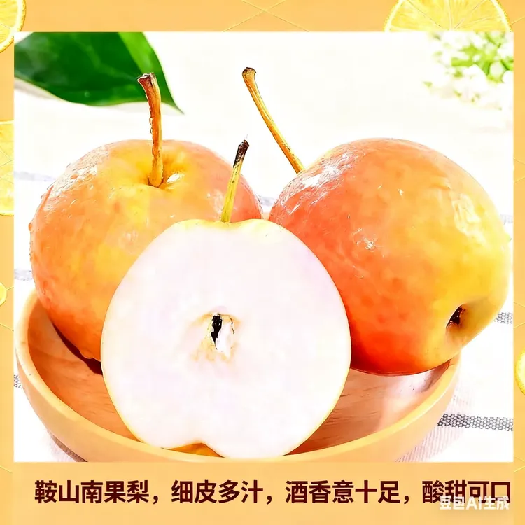 鞍山特产正宗南果梨酸甜可口独有的酒香味，放软吃，软糯酸甜