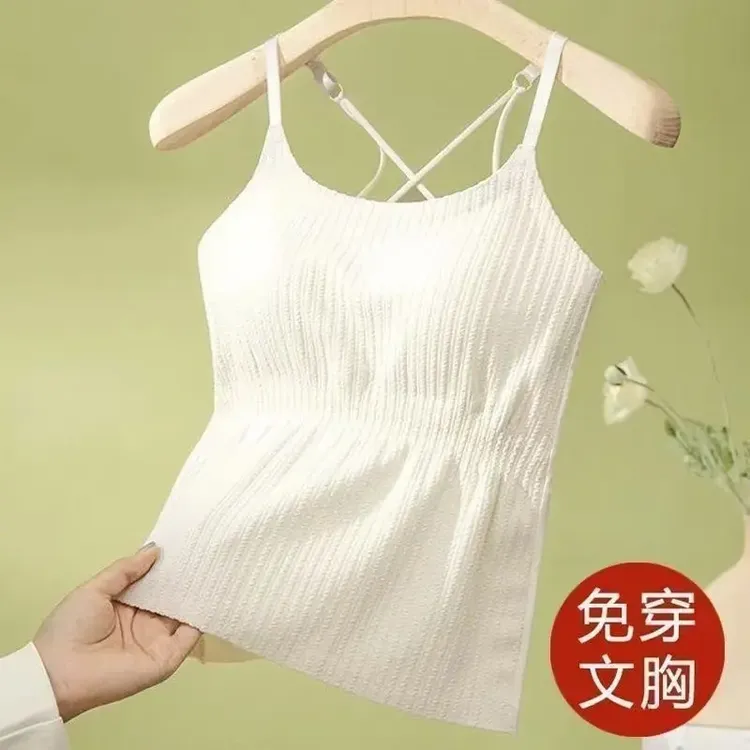 上衣女夏季显瘦打底女装长款吊带背心内搭外穿美背内衣文胸一体