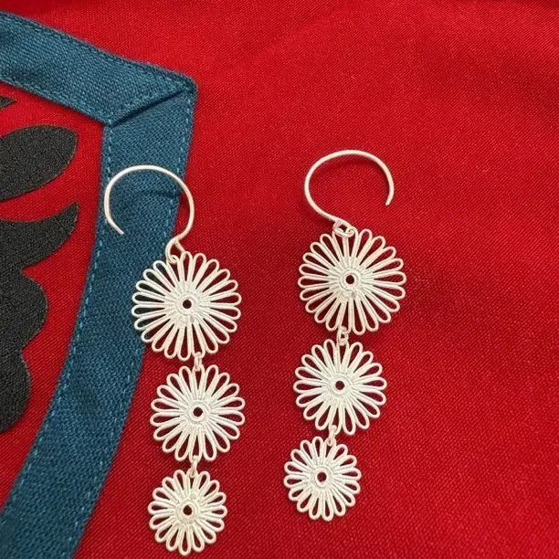 足银耳饰 耳坠银色欧美风精美日韩耳环气质女耳饰民族风耳钩百搭