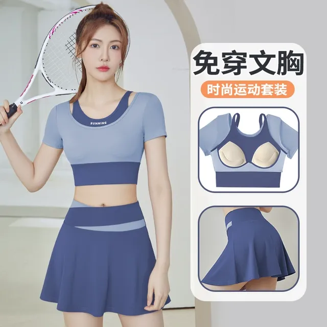 瑜伽服女夏2025新款大码短袖上衣专业训练运动跑步普拉提健身套装
