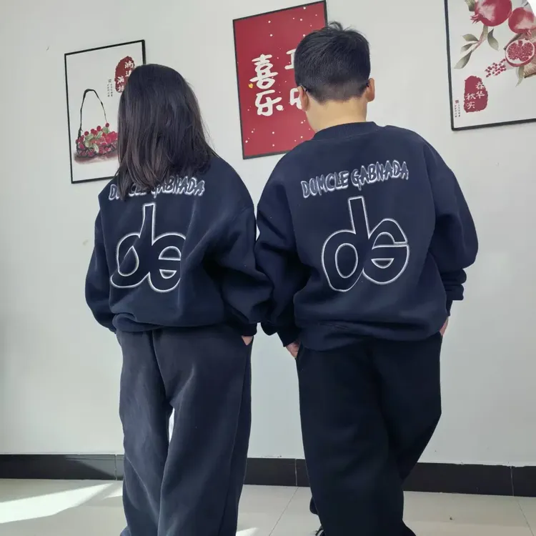 男童圆领冬季B类极简风韩版卫衣秋冬宽松球服加绒休闲时尚学生