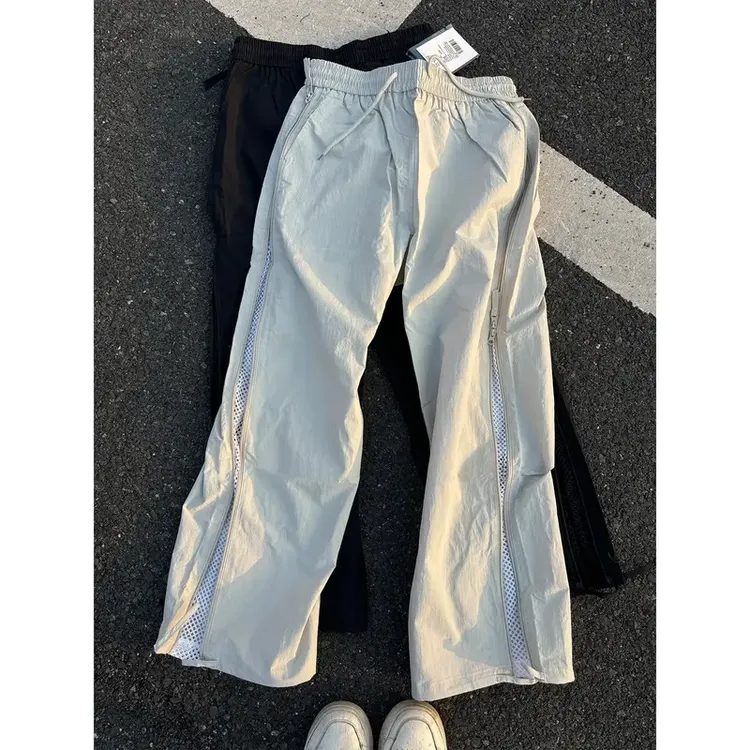 美式网眼透气速干裤男夏季cleanfit伞兵冰丝裤子直筒宽松阔腿长裤