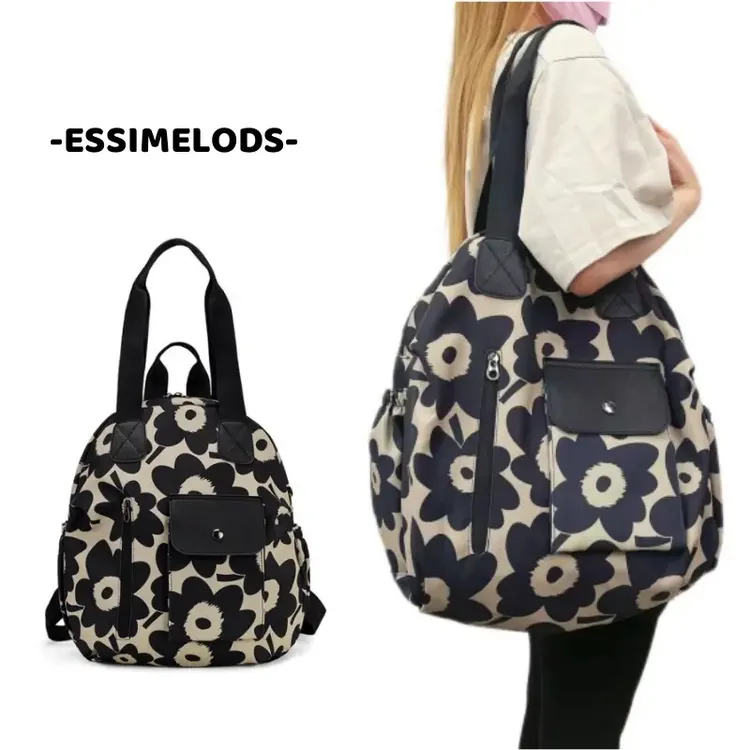 黑色太阳花新款大容量时尚百搭双肩包潮流单肩包民族风印花手提包