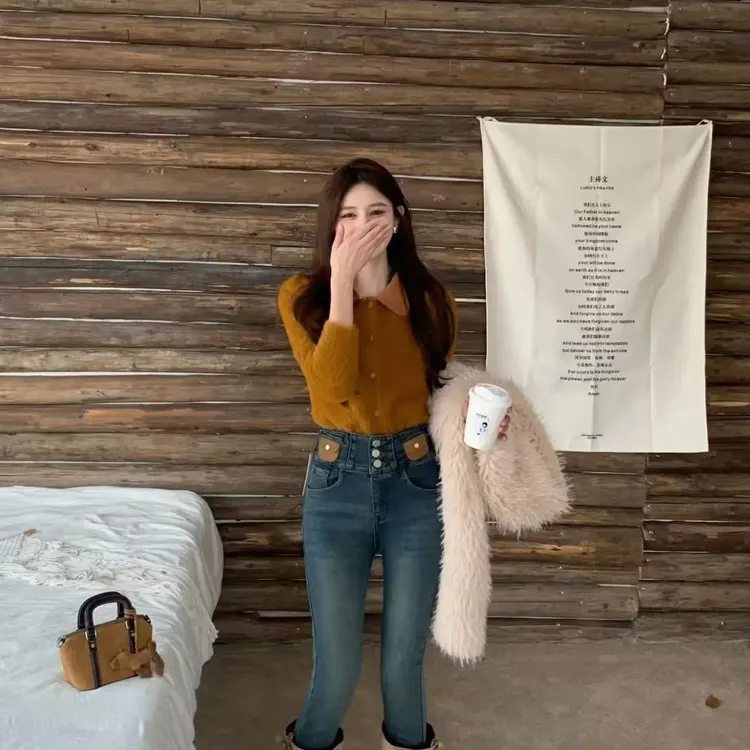 预售小脚裤微喇阔腿牛仔裤