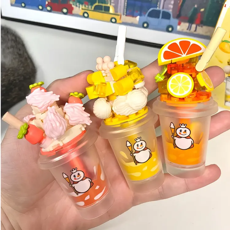 JAKI佳奇积木蜜雪冰城雪王甜蜜奶茶杯拼装升级玩具摆件男女孩礼物