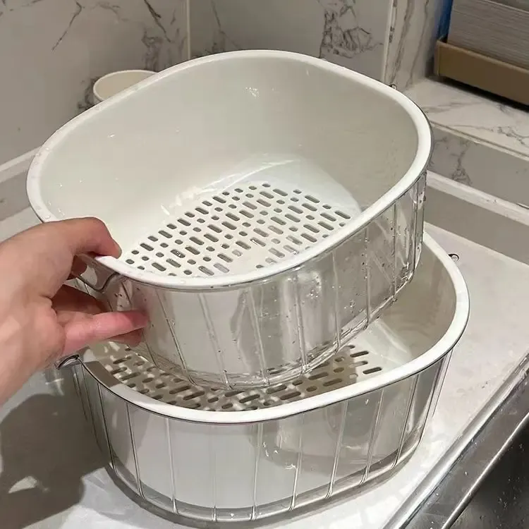 双层塑料洗菜盆沥水篮子厨房神器多功能客厅家用水果盘洗水果菜篮