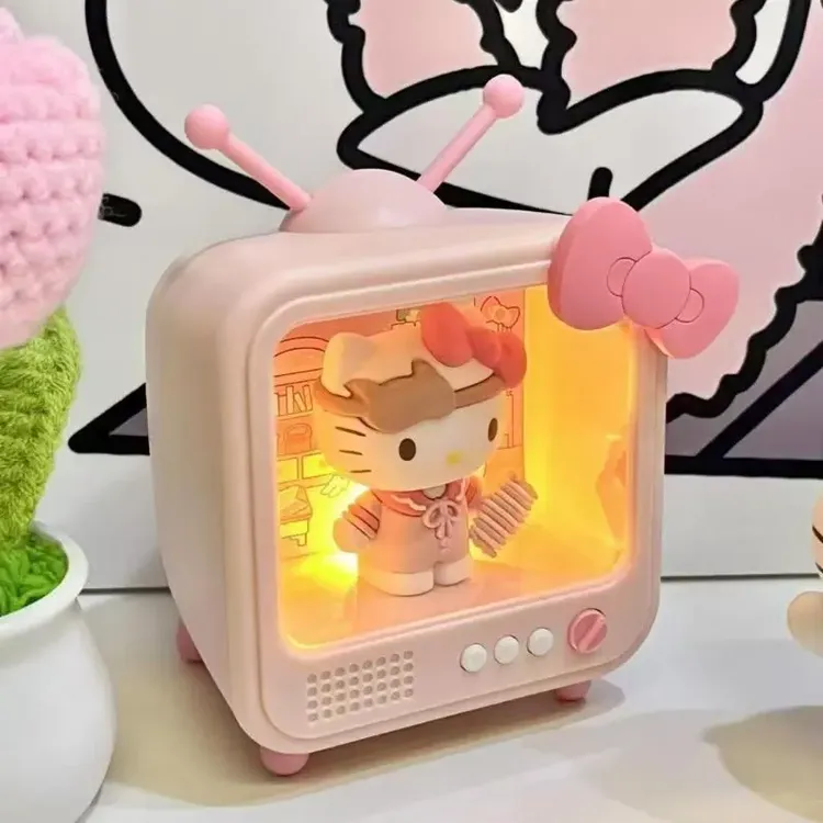 电视机发光摆件卡通小夜灯kitty猫桌面玄关生日礼物送女生高颜值
