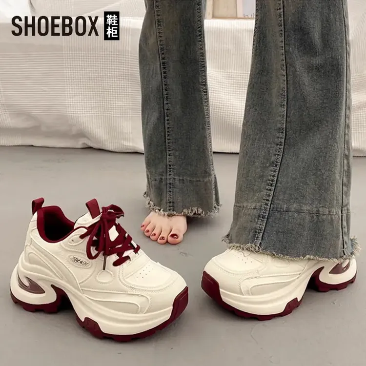 SHOEBOX鞋柜松糕厚底老爹鞋女2025新款春季增高百搭休闲运动鞋