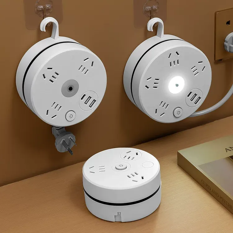 【西藏包邮】可收纳挂墙多功能插座带USB小夜灯家用宿舍长线多孔插
