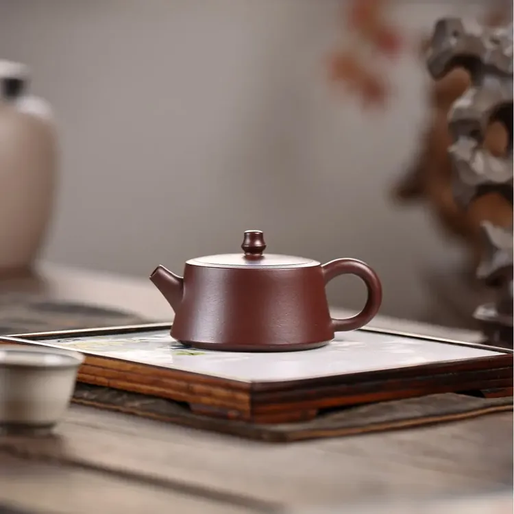中式老陶泥柱础壶家用功夫茶具小容量大口盖嵌盖手工泡茶壶茶器商品图
