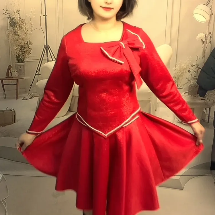 法式复古高级感泡泡袖收腰显瘦公主气质连衣裙女夏季新款方领