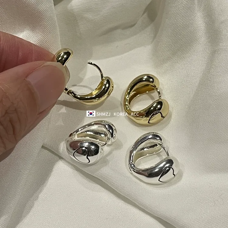 铜合金亚克力耳饰 韩国nyunyu金属爱心耳扣女轻奢复古港风百搭简
