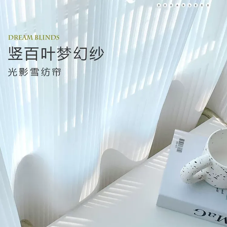 白纱窗帘透光不透人雪纺纱客厅卧室遮光阳台纱竖条纹纱竖百叶纱帘