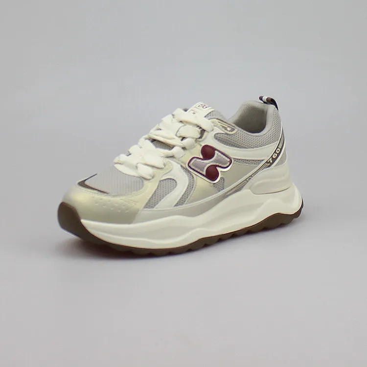 轩美诗2025春季新款轻底增高系带网面舒适休闲女老爹鞋百搭60081