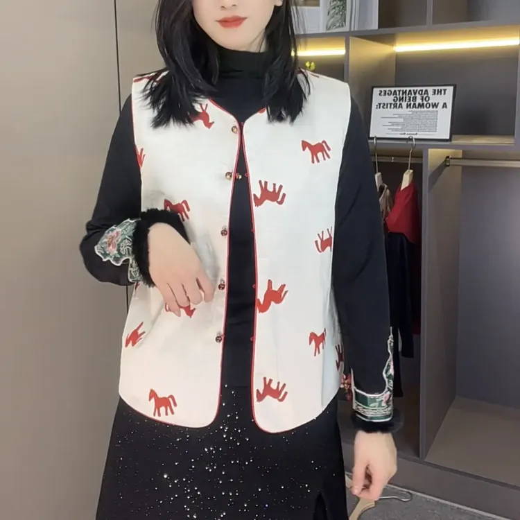 【小红马】中式女士国风上衣内搭无袖马甲双面双穿复古减龄秋冬百搭