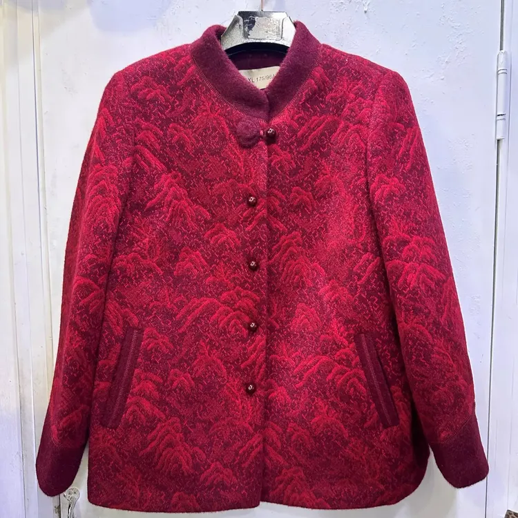 中老年女性秋冬加厚宽松妈妈装长袖外套奶奶喜庆唐装上衣