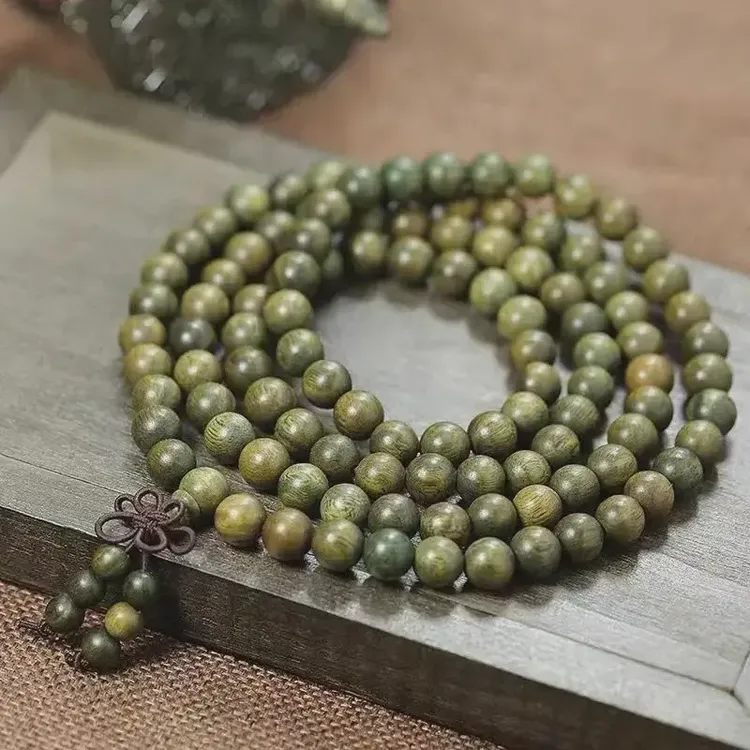 保真正宗绿檀手串檀香木阿根廷老料佛珠手串男文玩手链女108颗绿