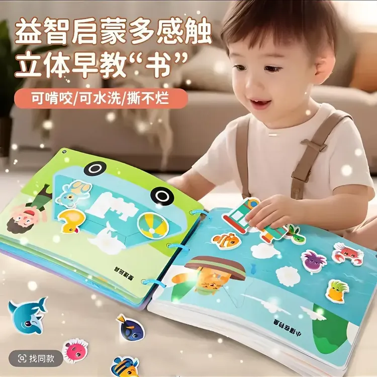 宝宝手撕书粘贴书撕撕书婴儿早教安静书魔术贴幼儿园益智启蒙玩具商品图