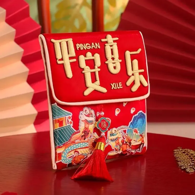 中国风高档立体刺绣红包2026年新款流苏锦缎布艺红包送礼祝福商品图