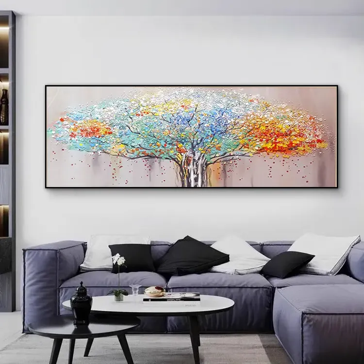 镶钻生命之树客厅装饰画高端大气北欧沙发背景墙发财树挂画