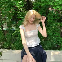 8uioio 蝉鸣盛夏辣妹法式显瘦蕾丝小衫 K50450056