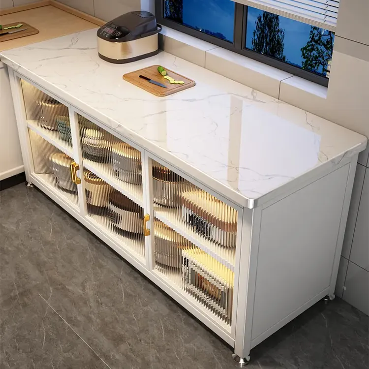 多功能轻奢置物柜简易多层橱柜2025新款正品高级感客厅靠墙一体