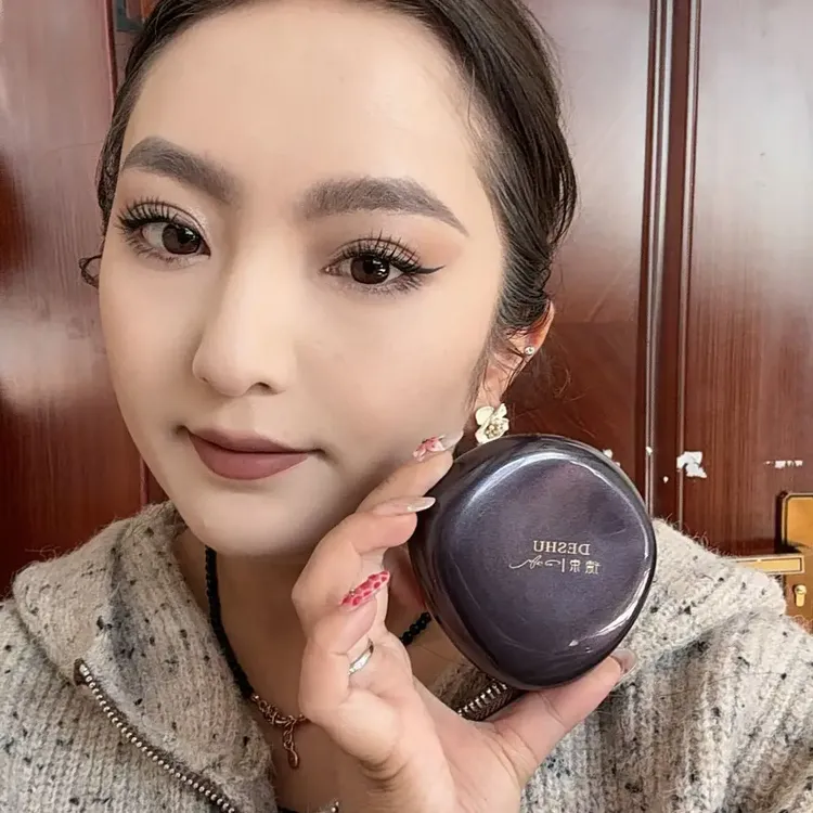 柔雾隐纱自然色干湿两用持久控油保湿水润蜜粉饼黑金遮瑕定妆粉