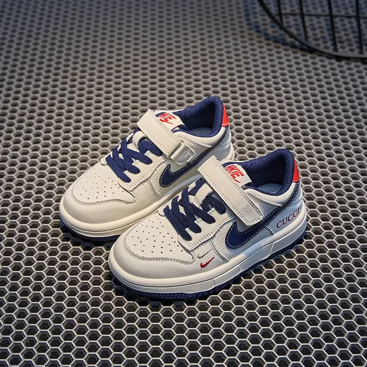 官网断码AJ真皮儿童小白鞋中大童2025春秋新款透气女童运动鞋男童