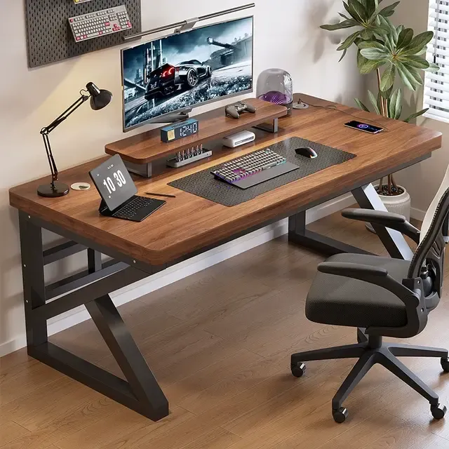 电脑桌实木卧室家用简易办公桌工作台学生简约台式学习书桌电竞桌