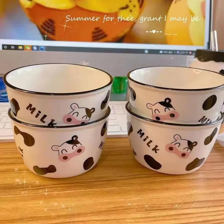 【奶牛饭碗】碗家用碗奶牛饭碗创意卡通碗网红可爱碗勺餐具陶瓷米饭